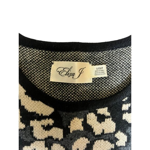 Eliza J Women's Black Mid Length Animal Print Dress - Picture 3 of 7